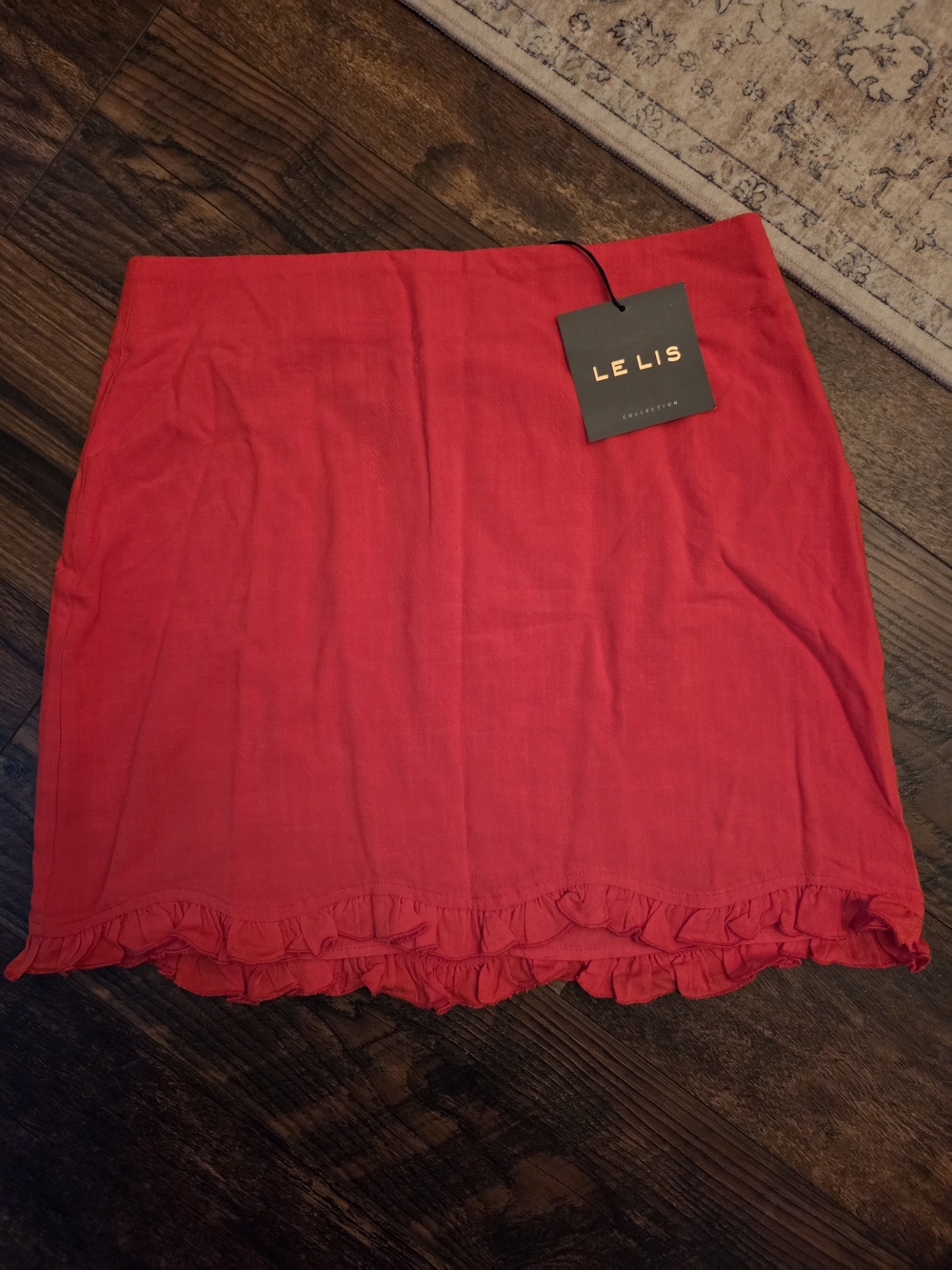 Le Lis Bright Red Ruffle Hem Mini Skirt